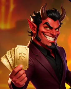 Teufel mit Freispiel-Karten, Motiv des Turniers Wicked Wins